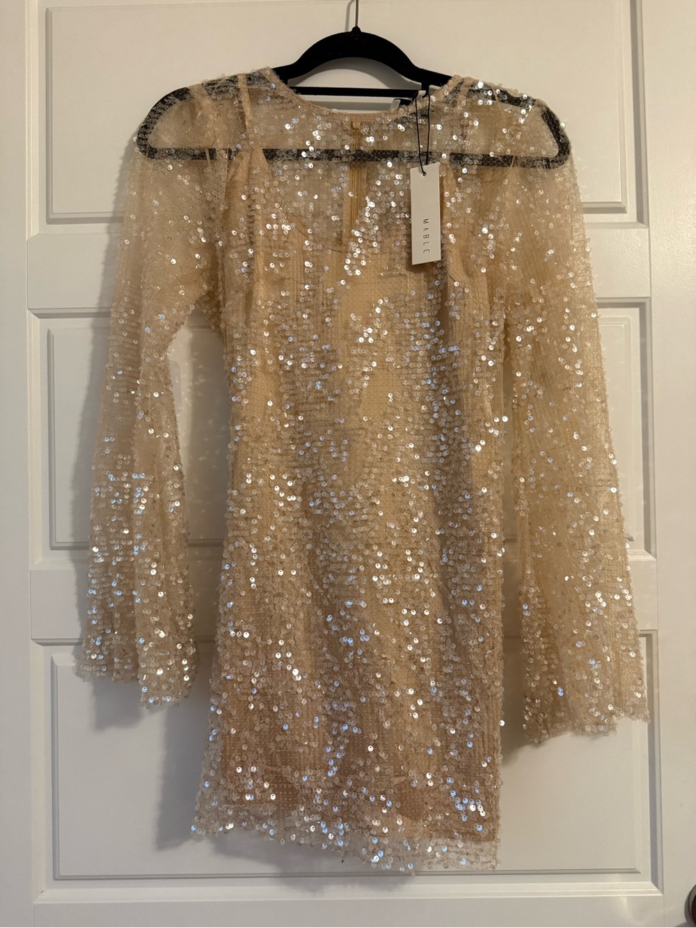 NWT Mable Champagne Sequin Mini Dress